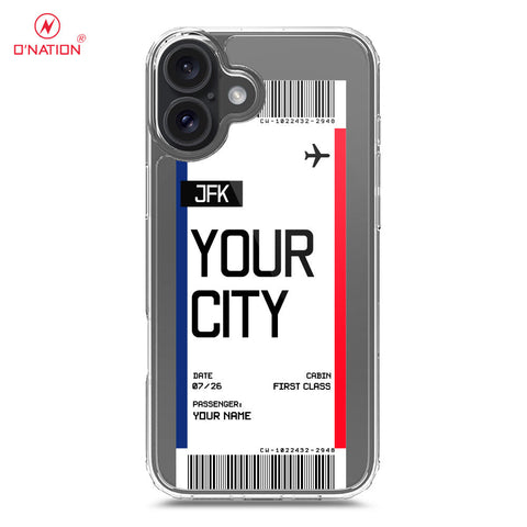 iPhone 16 Cover - Personalised Boarding Pass Ticket Series - 5 Designs - Clear Phone Case - Soft Silicon Borders