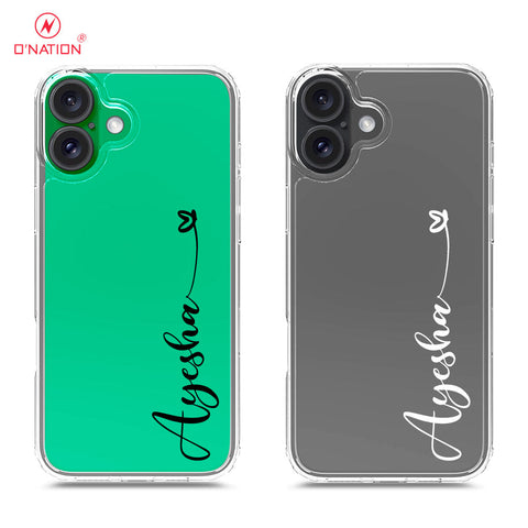 iPhone 16 Cover - Personalised Name Series - 8 Designs - Clear Phone Case - Soft Silicon Borders