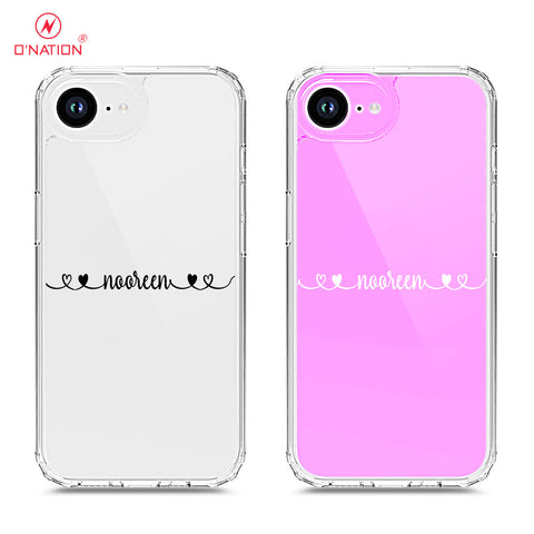 iPhone 16e Cover - Personalised Name Series - 8 Designs - Clear Phone Case - Soft Silicon Borders