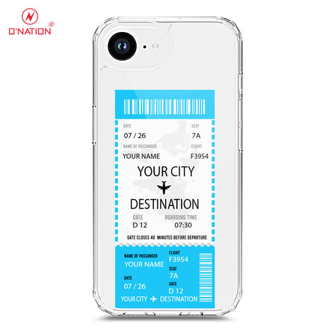 iPhone 16e Cover - Personalised Boarding Pass Ticket Series - 5 Designs - Clear Phone Case - Soft Silicon Borders
