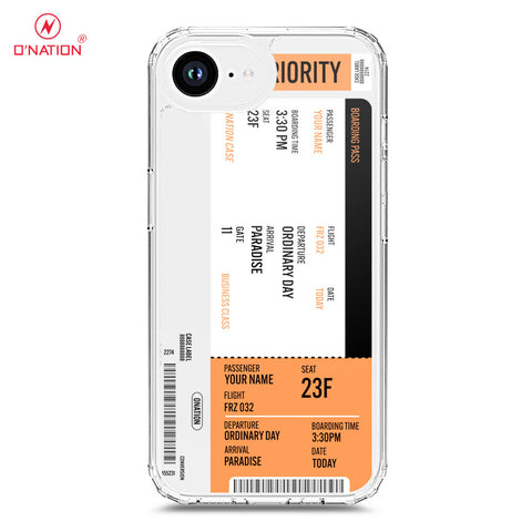 iPhone 16e Cover - Personalised Boarding Pass Ticket Series - 5 Designs - Clear Phone Case - Soft Silicon Borders