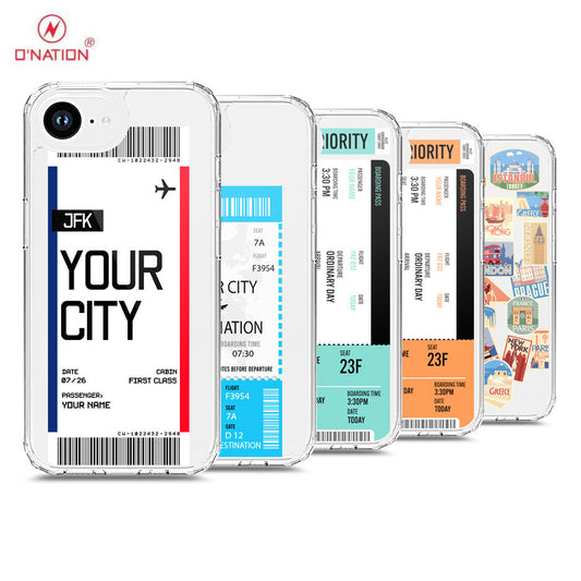 iPhone 16e Cover - Personalised Boarding Pass Ticket Series - 5 Designs - Clear Phone Case - Soft Silicon Borders
