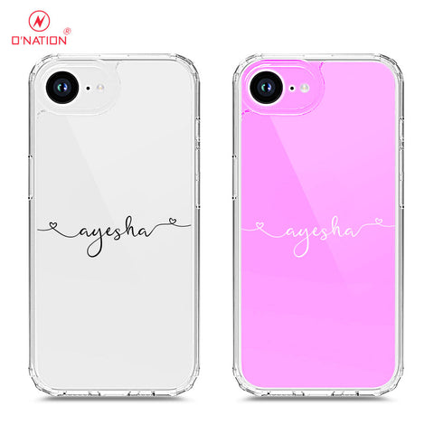 iPhone 16e Cover - Personalised Name Series - 8 Designs - Clear Phone Case - Soft Silicon Borders