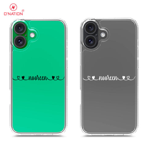 iPhone 16 Plus Cover - Personalised Name Series - 8 Designs - Clear Phone Case - Soft Silicon Borders