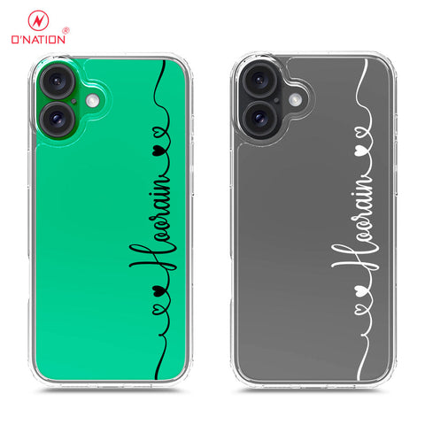 iPhone 16 Plus Cover - Personalised Name Series - 8 Designs - Clear Phone Case - Soft Silicon Borders