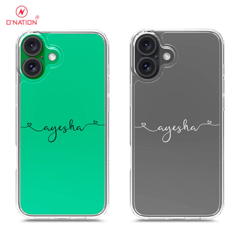 iPhone 16 Plus Cover - Personalised Name Series - 8 Designs - Clear Phone Case - Soft Silicon Borders