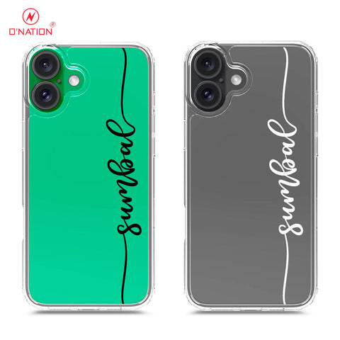 iPhone 16 Plus Cover - Personalised Name Series - 8 Designs - Clear Phone Case - Soft Silicon Borders