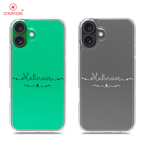iPhone 16 Plus Cover - Personalised Name Series - 8 Designs - Clear Phone Case - Soft Silicon Borders