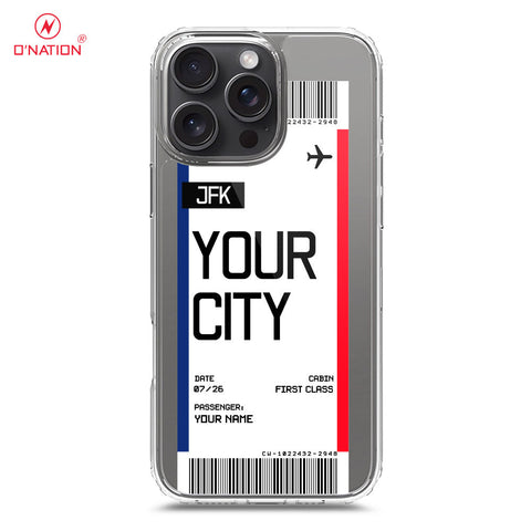 iPhone 16 Pro Max Cover - Personalised Boarding Pass Ticket Series - 5 Designs - Clear Phone Case - Soft Silicon Borders