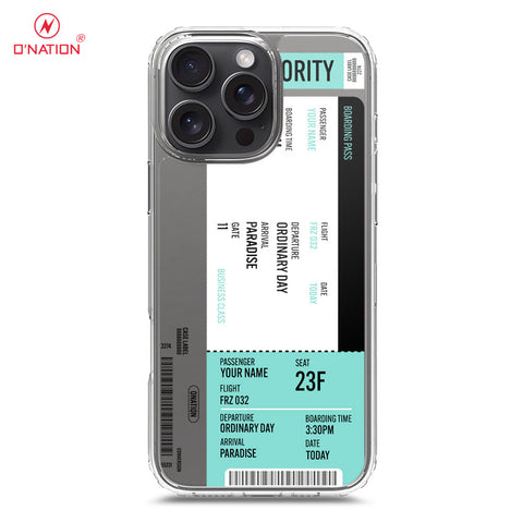 iPhone 16 Pro Max Cover - Personalised Boarding Pass Ticket Series - 5 Designs - Clear Phone Case - Soft Silicon Borders