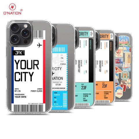 iPhone 16 Pro Max Cover - Personalised Boarding Pass Ticket Series - 5 Designs - Clear Phone Case - Soft Silicon Borders