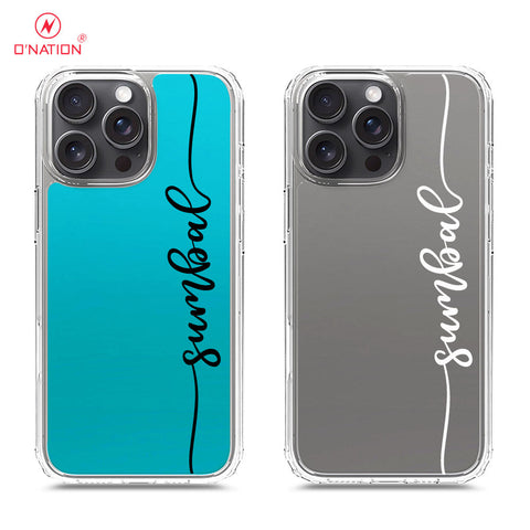 iPhone 16 Pro Max Cover - Personalised Name Series - 8 Designs - Clear Phone Case - Soft Silicon Borders