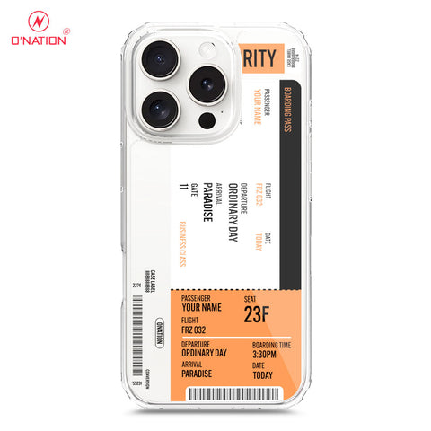 iPhone 16 Pro Cover - Personalised Boarding Pass Ticket Series - 5 Designs - Clear Phone Case - Soft Silicon Borders