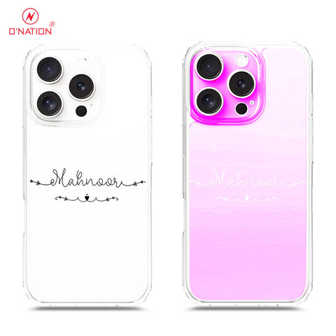iPhone 16 Pro Cover - Personalised Name Series - 8 Designs - Clear Phone Case - Soft Silicon Borders