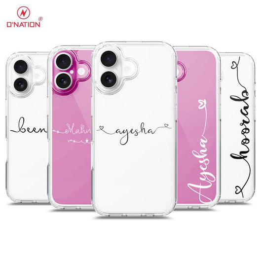 iPhone 17 Cover - Personalised Name Series - 8 Designs - Clear Phone Case - Soft Silicon Borders