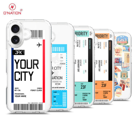 iPhone 17 Cover - Personalised Boarding Pass Ticket Series - 5 Designs - Clear Phone Case - Soft Silicon Borders