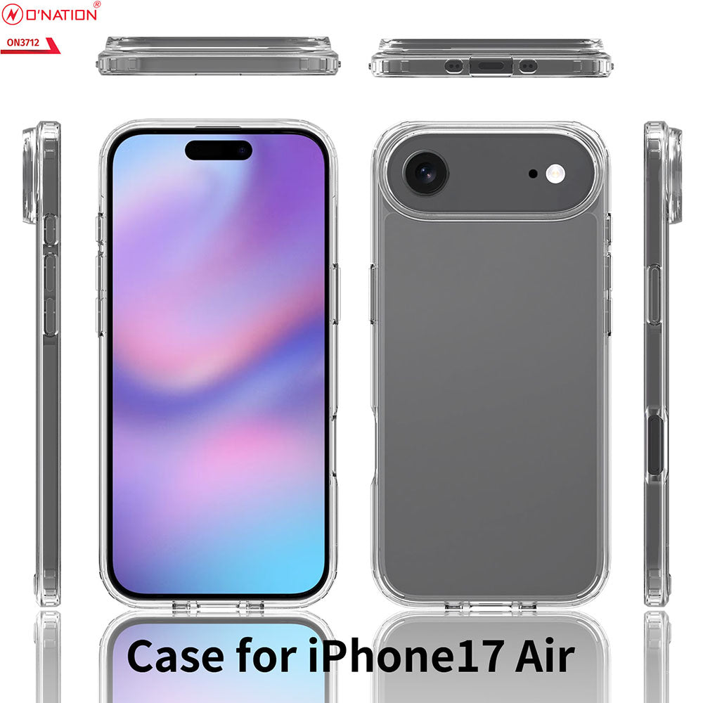 iPhone 17 Air Cover - Transparent - ONation Crystal Series - Premium Quality Clear Case No Yellowing Back With Smart Shockproof Cushions