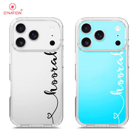 iPhone 17 Pro Max Cover - Personalised Name Series - 8 Designs - Clear Phone Case - Soft Silicon Borders