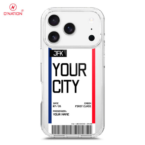 iPhone 17 Pro Cover - Personalised Boarding Pass Ticket Series - 5 Designs - Clear Phone Case - Soft Silicon Borders