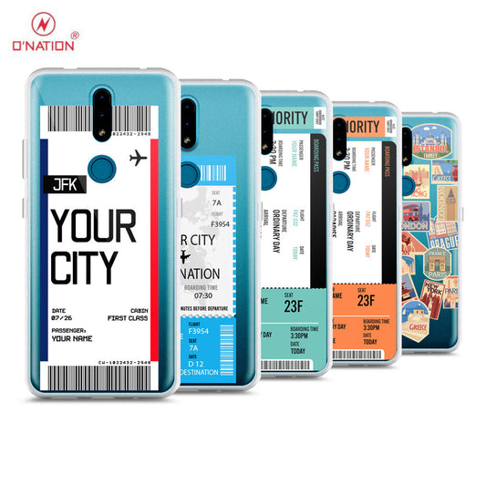 Nokia 2.4 Cover - Personalised Boarding Pass Ticket Series - 5 Designs - Clear Phone Case - Soft Silicon Borders