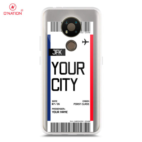Nokia 3.4 Cover - Personalised Boarding Pass Ticket Series - 5 Designs - Clear Phone Case - Soft Silicon Borders
