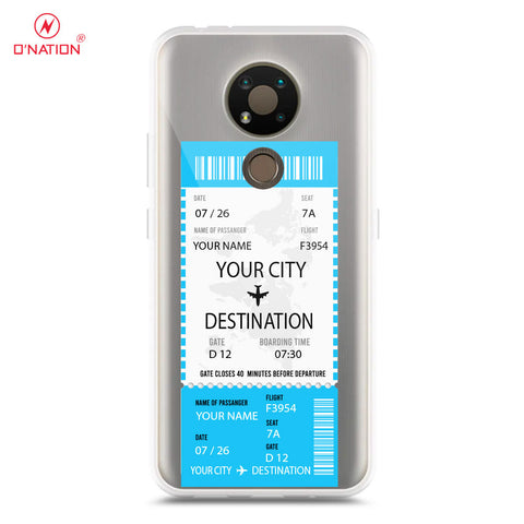 Nokia 3.4 Cover - Personalised Boarding Pass Ticket Series - 5 Designs - Clear Phone Case - Soft Silicon Borders