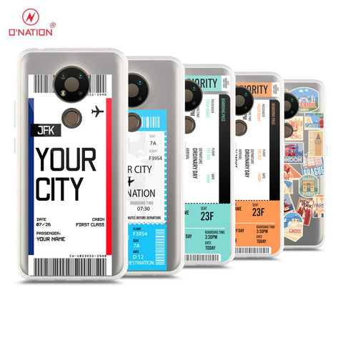Nokia 3.4 Cover - Personalised Boarding Pass Ticket Series - 5 Designs - Clear Phone Case - Soft Silicon Borders