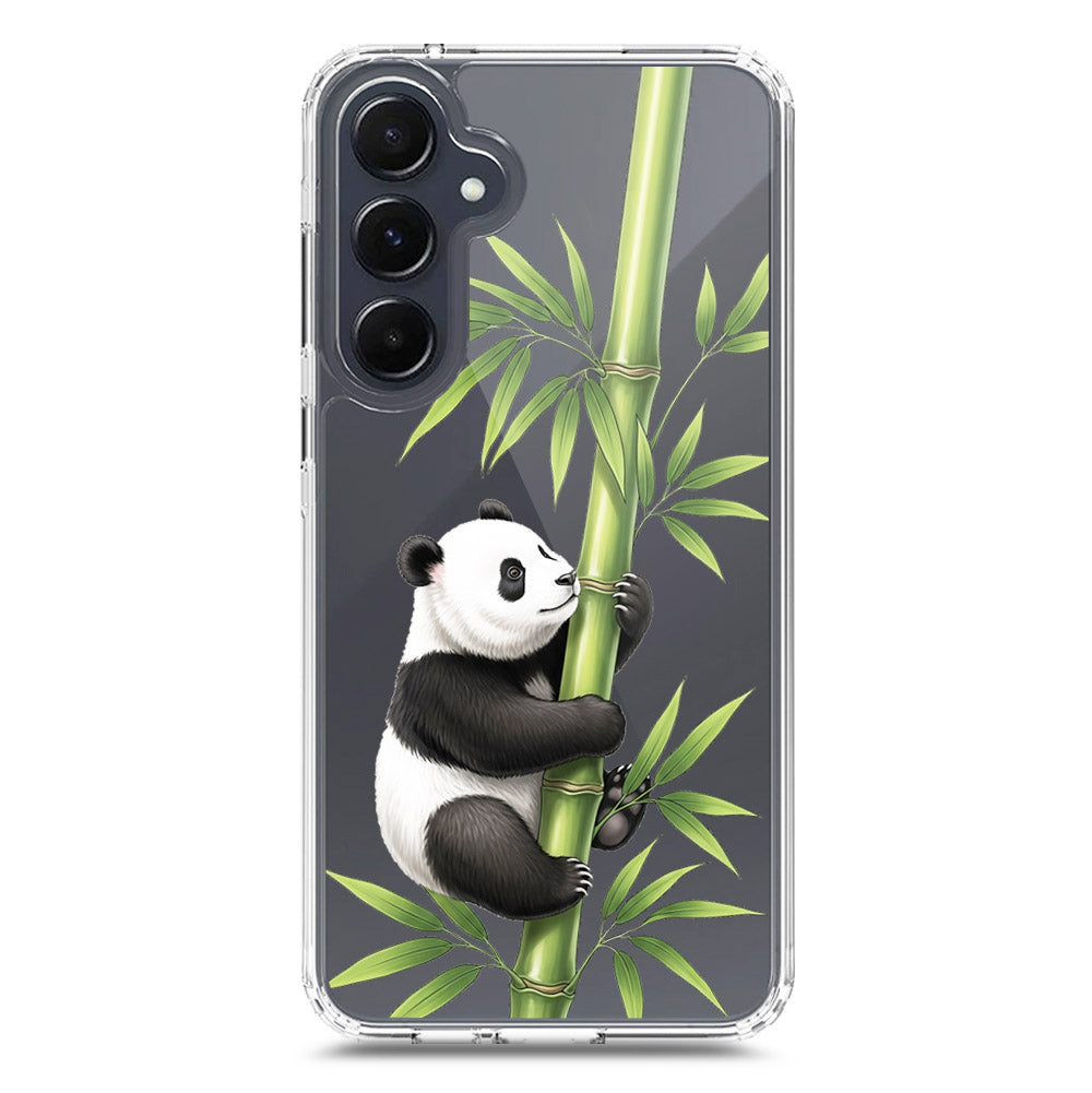 Samsung Galaxy A35 Cover -Dreamy Panda Series - Clear Phone Case - Soft Silicon Borders