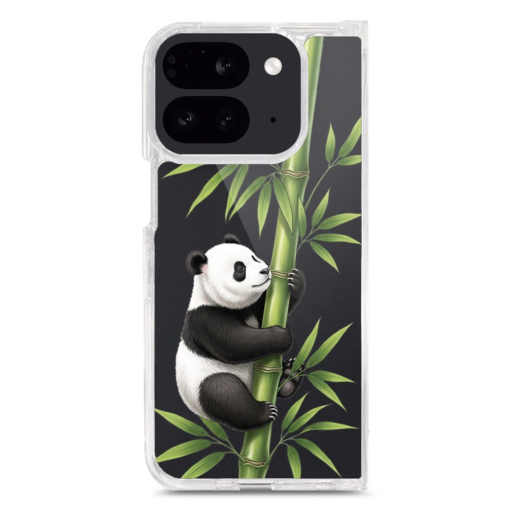 Google Pixel 9 Pro Fold Cover -Dreamy Panda Series - Clear Phone Case - Soft Silicon Borders
