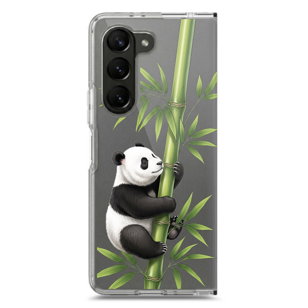 Samsung Galaxy Z Fold 5 Cover -Dreamy Panda Series - Clear Phone Case - Soft Silicon Borders
