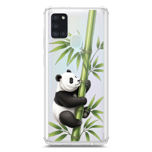Samsung Galaxy A21s Cover -Dreamy Panda Series - Clear Phone Case - Soft Silicon Borders
