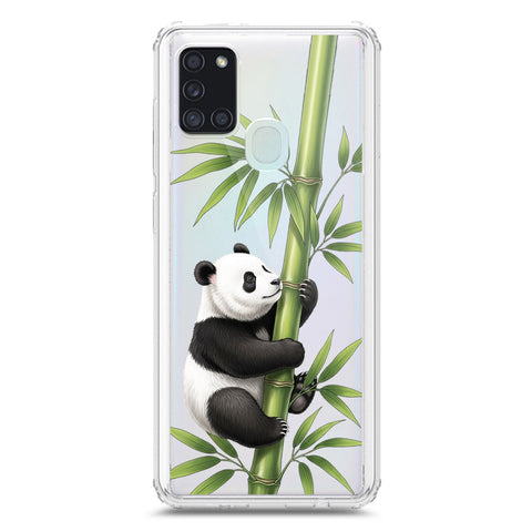 Samsung Galaxy A21s Cover -Dreamy Panda Series - Clear Phone Case - Soft Silicon Borders