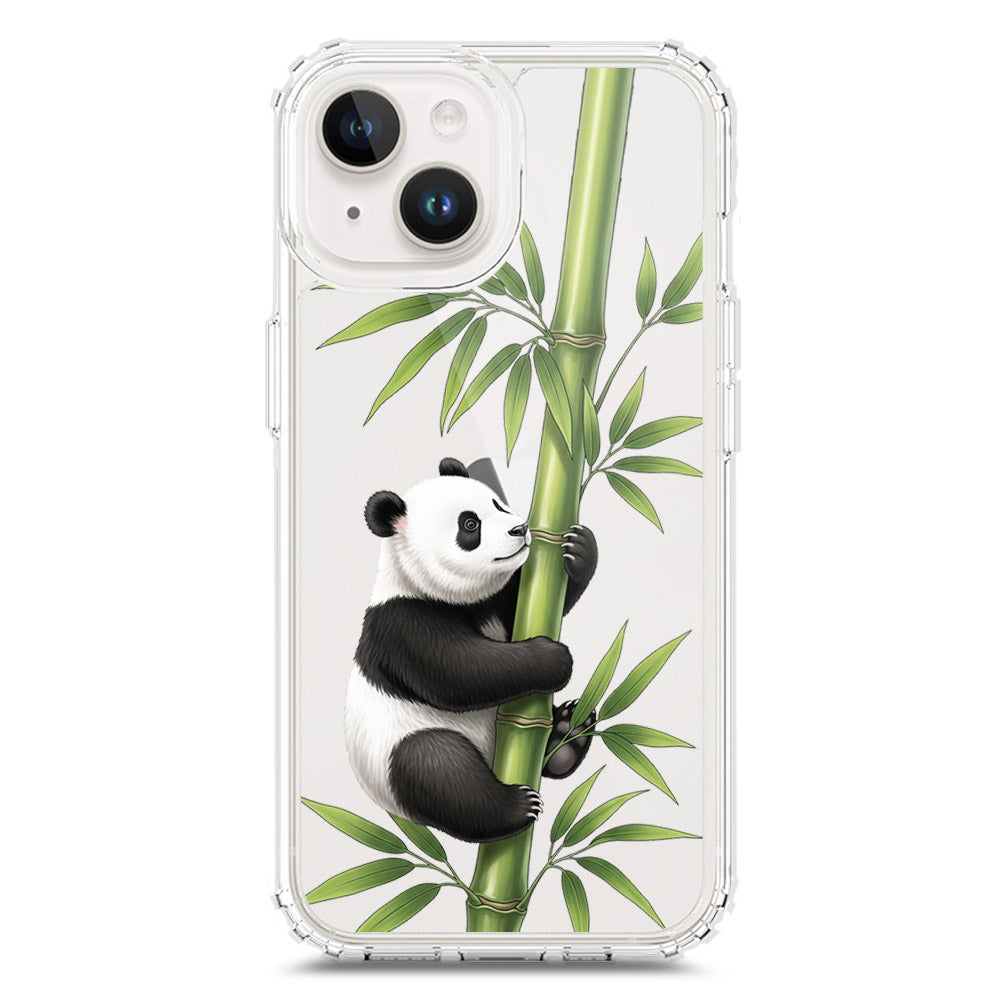 iPhone 15 Cover -Dreamy Panda Series - Clear Phone Case - Soft Silicon Borders