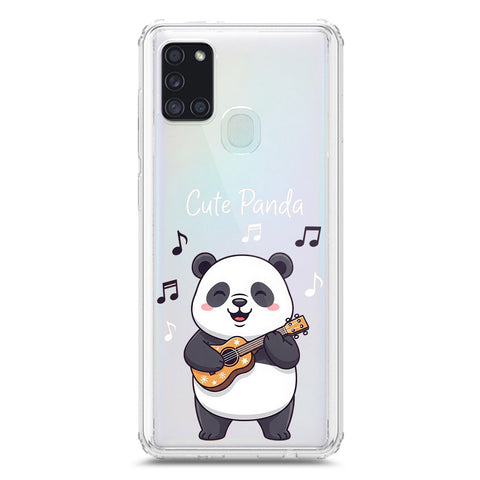 Samsung Galaxy A21s Cover -Dreamy Panda Series - Clear Phone Case - Soft Silicon Borders