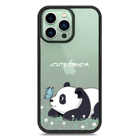 iPhone 14 Pro Max - Black - Cover -Dreamy Panda Series - Clear Phone Case - Soft Silicon Borders