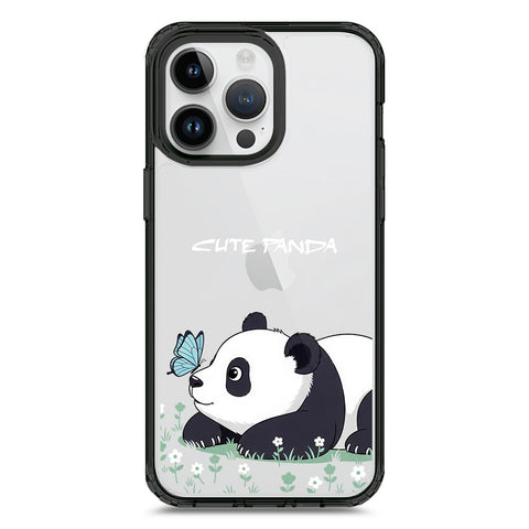 iPhone 15 Pro Max - Black - Cover -Dreamy Panda Series - Clear Phone Case - Soft Silicon Borders