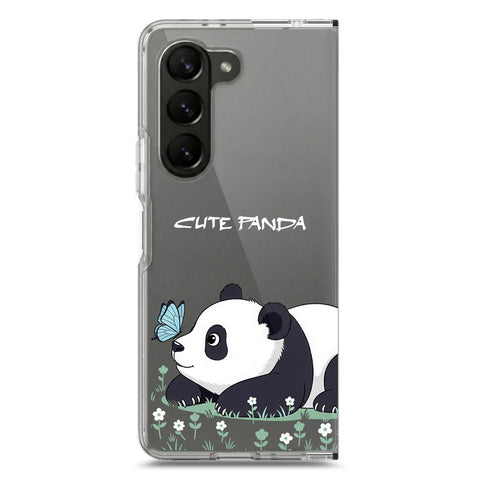 Samsung Galaxy Z Fold 5 Cover -Dreamy Panda Series - Clear Phone Case - Soft Silicon Borders