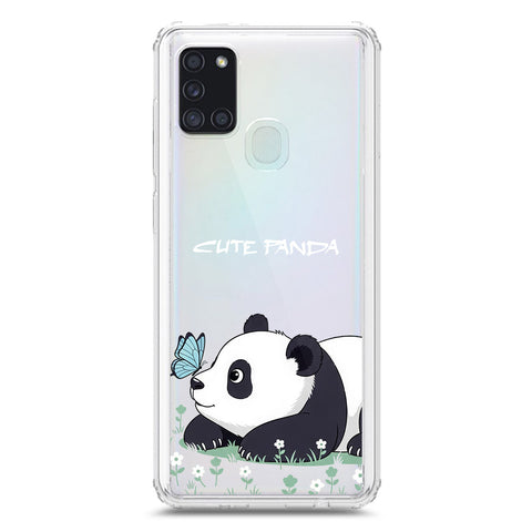 Samsung Galaxy A21s Cover -Dreamy Panda Series - Clear Phone Case - Soft Silicon Borders