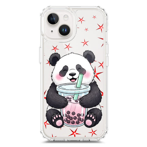 iPhone 15 Plus Cover -Dreamy Panda Series - Clear Phone Case - Soft Silicon Borders