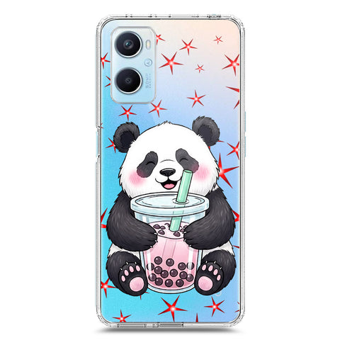 Oppo A96 4G Cover -Dreamy Panda Series - Clear Phone Case - Soft Silicon Borders