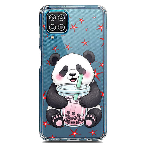Samsung Galaxy A12 Nacho Cover -Dreamy Panda Series - Clear Phone Case - Soft Silicon Borders
