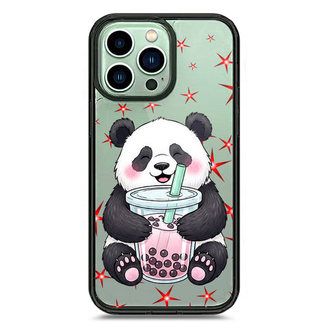 iPhone 14 Pro Max - Black - Cover -Dreamy Panda Series - Clear Phone Case - Soft Silicon Borders
