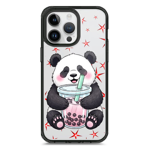 iPhone 15 Pro Max - Black - Cover -Dreamy Panda Series - Clear Phone Case - Soft Silicon Borders