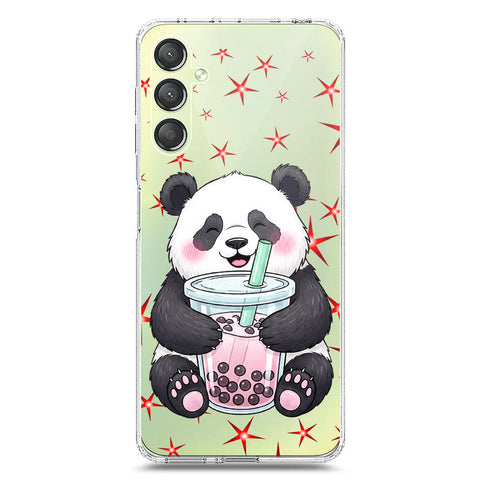 Samsung Galaxy A25 5G Cover -Dreamy Panda Series - Clear Phone Case - Soft Silicon Borders