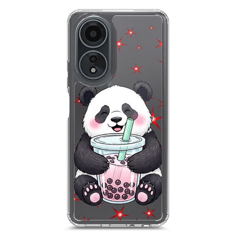 Oppo A58 4G Cover -Dreamy Panda Series - Clear Phone Case - Soft Silicon Borders