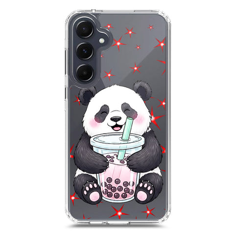 Samsung Galaxy A35 Cover -Dreamy Panda Series - Clear Phone Case - Soft Silicon Borders