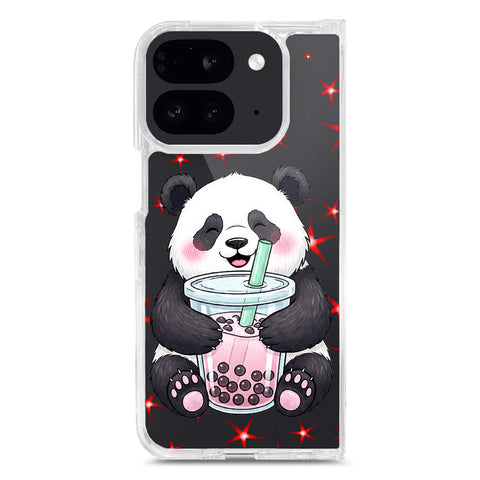Google Pixel 9 Pro Fold Cover -Dreamy Panda Series - Clear Phone Case - Soft Silicon Borders