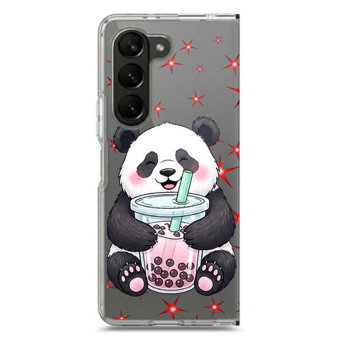 Samsung Galaxy Z Fold 5 Cover -Dreamy Panda Series - Clear Phone Case - Soft Silicon Borders