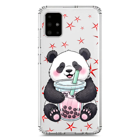Samsung Galaxy A71 Cover -Dreamy Panda Series - Clear Phone Case - Soft Silicon Borders