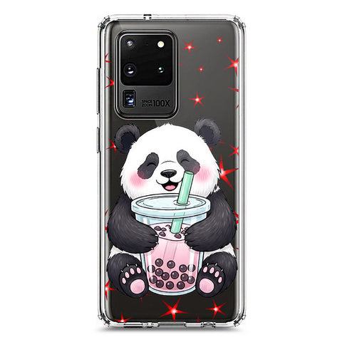 Samsung Galaxy S20 Ultra Cover -Dreamy Panda Series - Clear Phone Case - Soft Silicon Borders